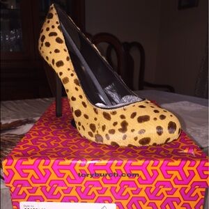 Tory Burch Marianne 100MM Calf Hair Leopard Pumps